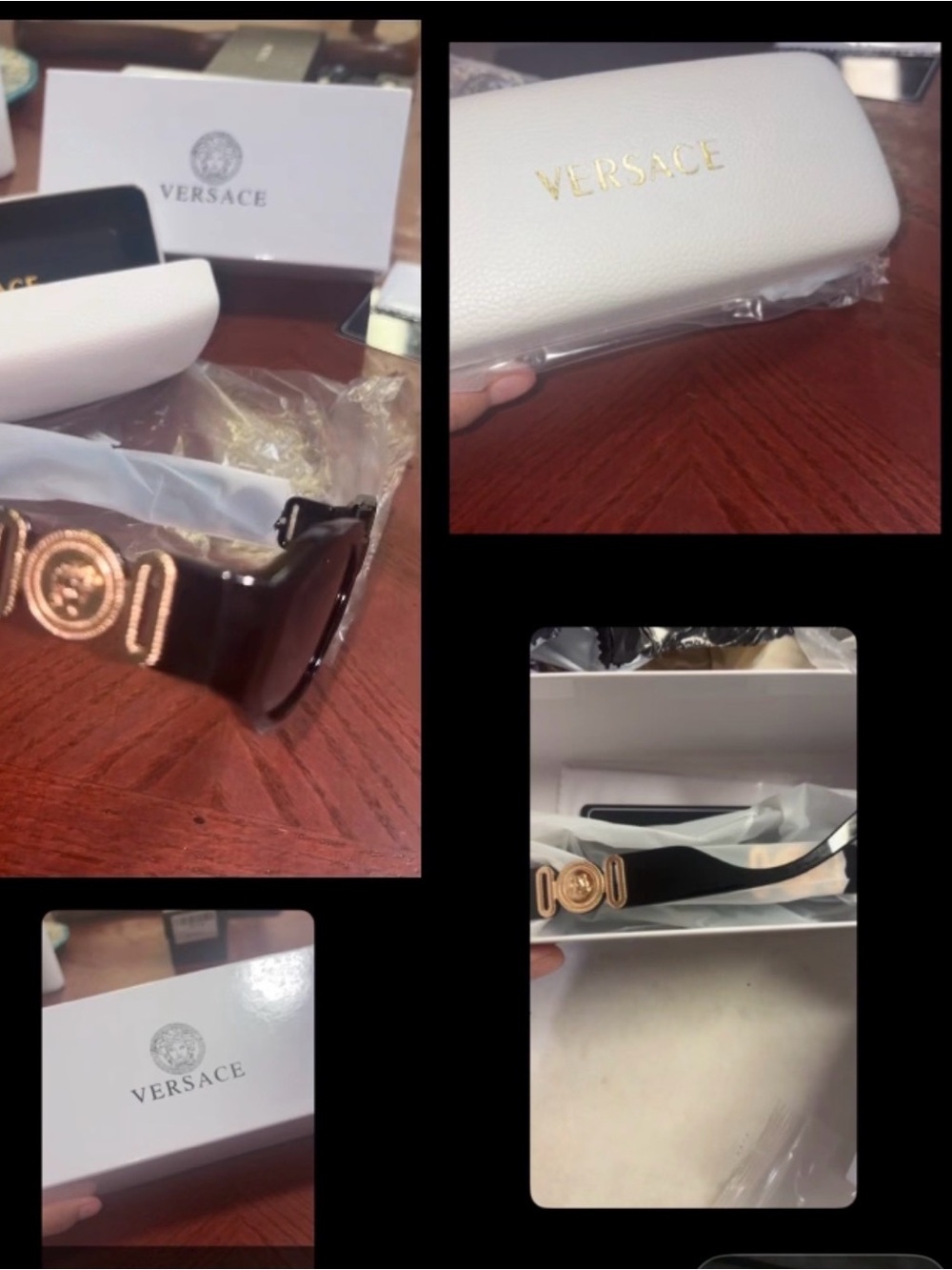 Women's Black Sunglasses with Gold Medusa Accent